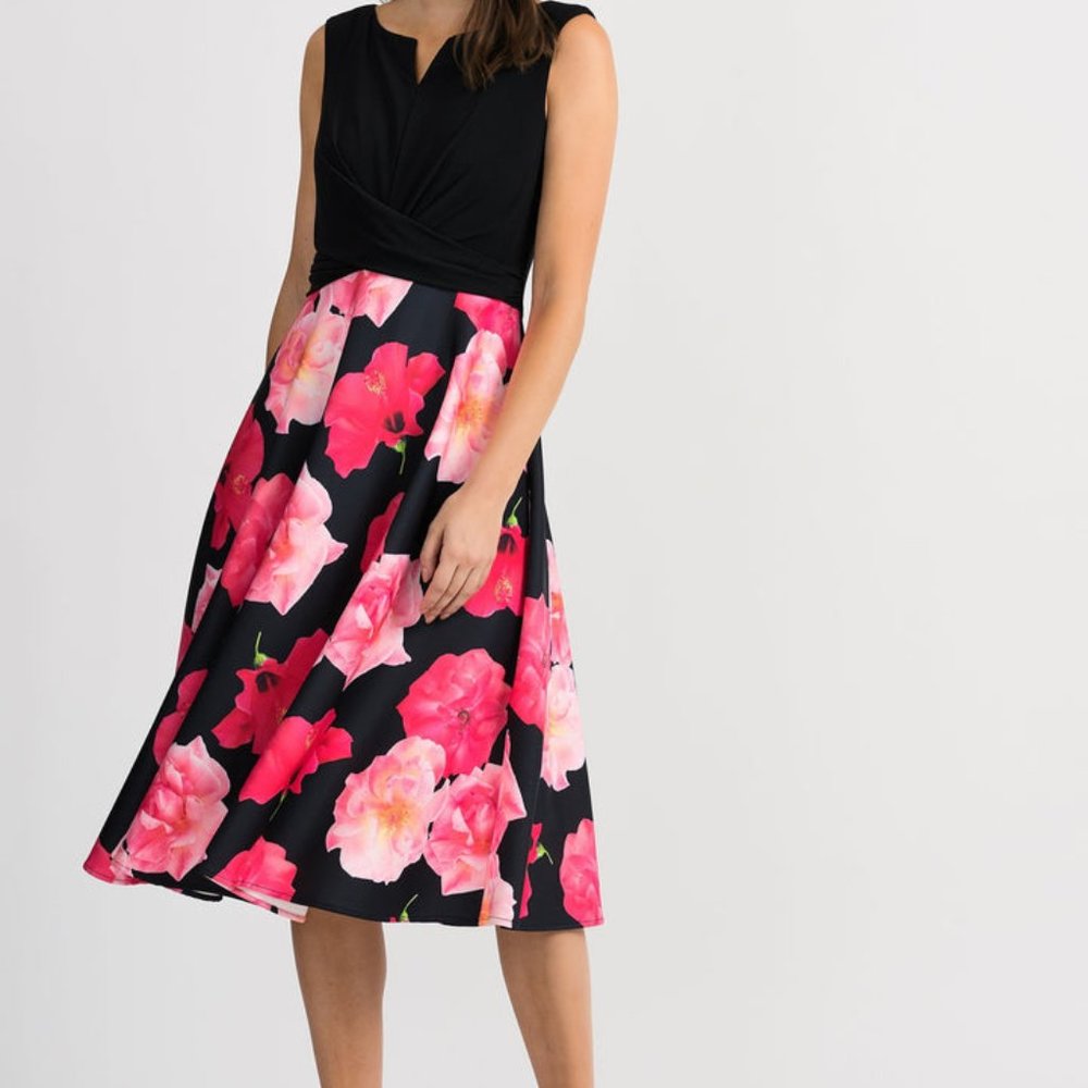 NWT Joseph Ribkoff DRESS WITH FLORAL PRINT BOTTOM